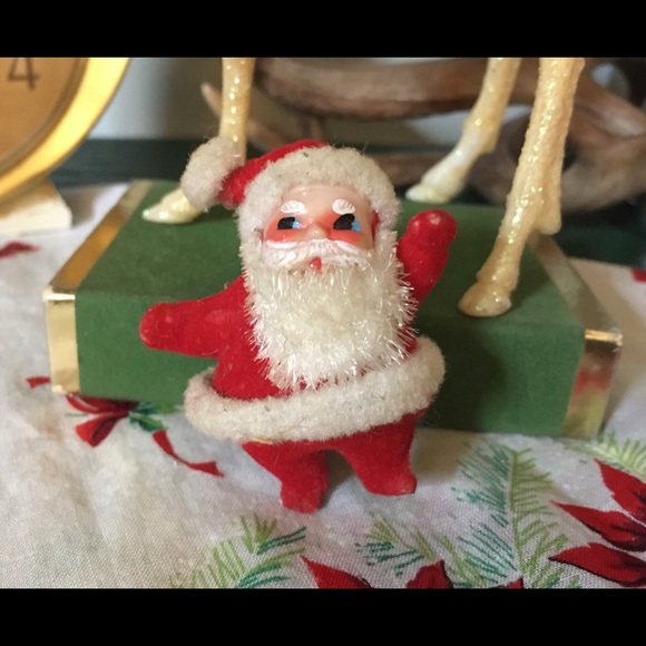 Vintage flocked pipe cleaner Santa Christmas - Picture 2 of 10